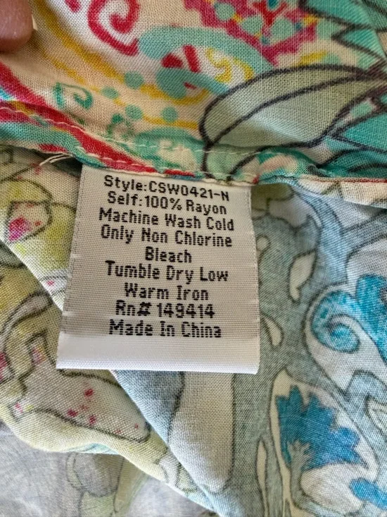 Johnny Was Pearce Short Kimono/Swim Coverup with front tasseled ties S/M - Picture 7 of 8